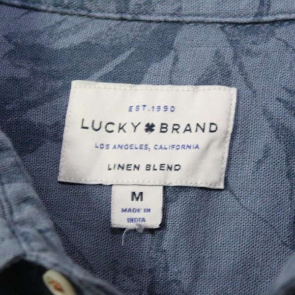 Lucky Brand Tropical Floral Linen Short Sleeve Button Shirt Blue Men's M H13011 - Picture 4 of 7